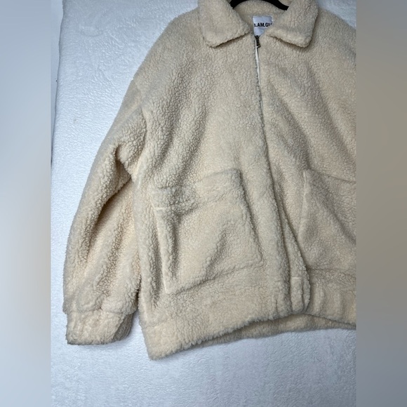 I Am Gia Beige The Pixie Sherpa Slouchy Teddy Jacket Cozy Trendy It Girl sz L - Picture 9 of 11